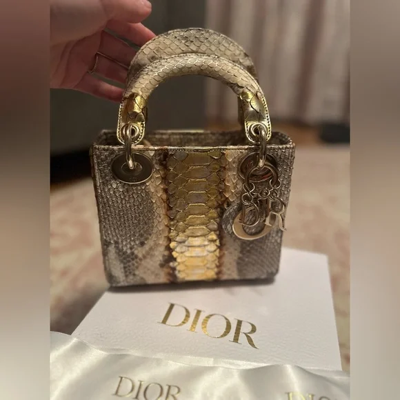 Lady Dior in Rare Gold/Bronze Python - Picture 2 of 14